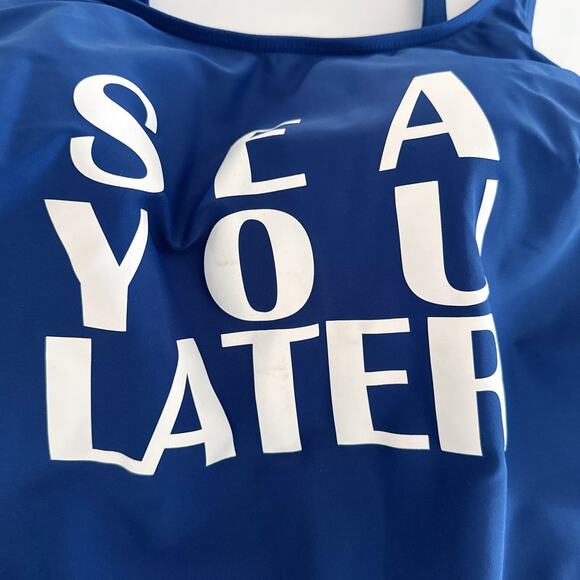 [Lane Bryant] Swim by Cacique Blue Sea You Later One Piece Tank Swimsuit Size 16 - Picture 6 of 12